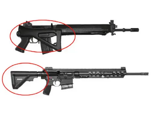 Armes d'épaule semi-automatiques - crosse repliables/téléscopiques